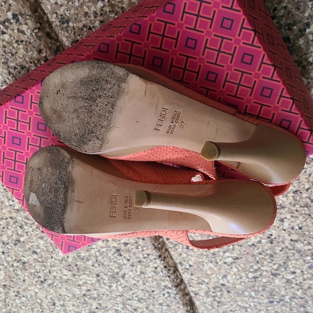 Vintage Fendi Python Platform Slingback Peeptoe H… - image 5